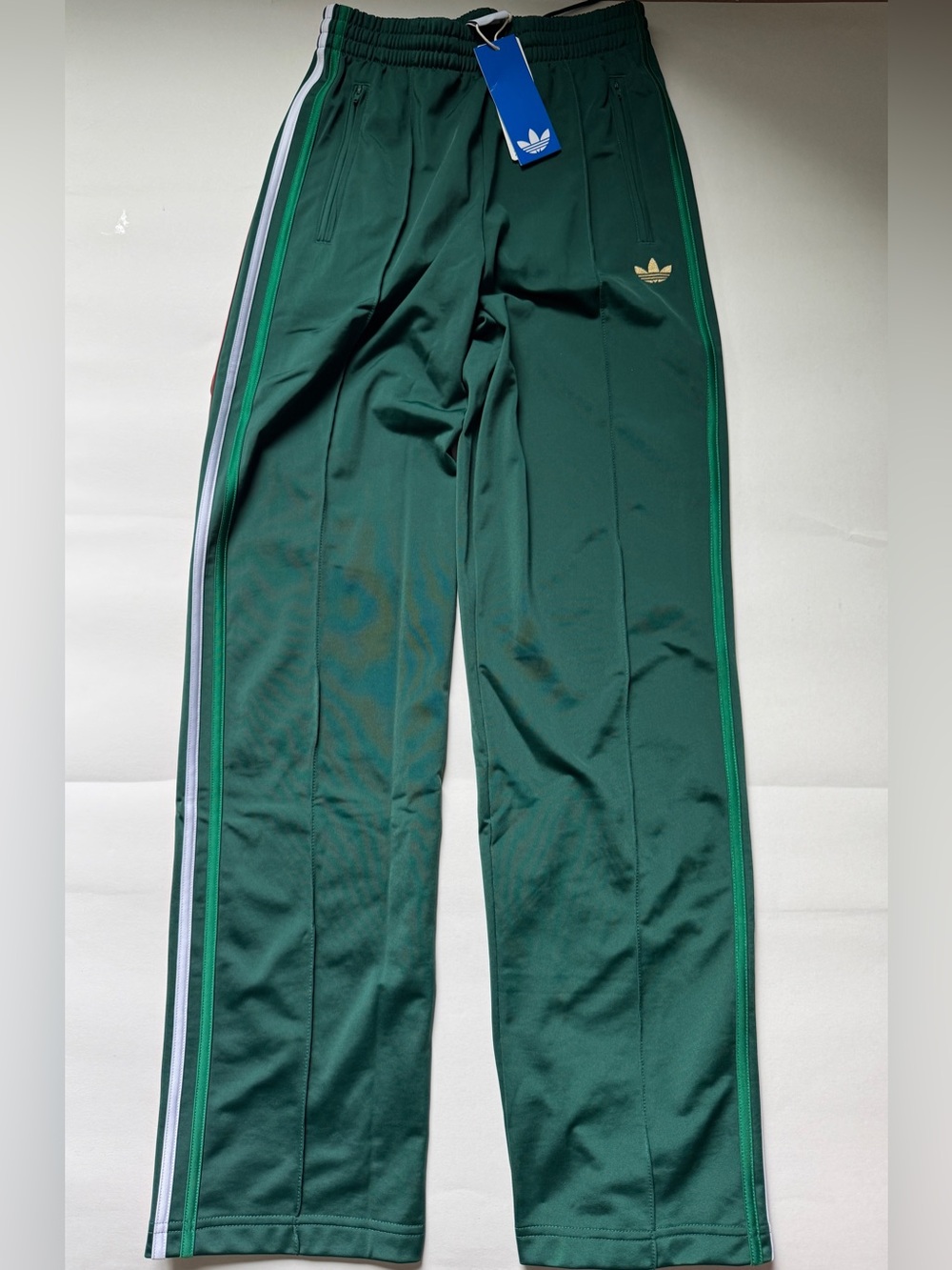 adidas Women’s Classic Firebird Track Pants Dark Green w/Italy Stripes KC6558 - Picture 6 of 12